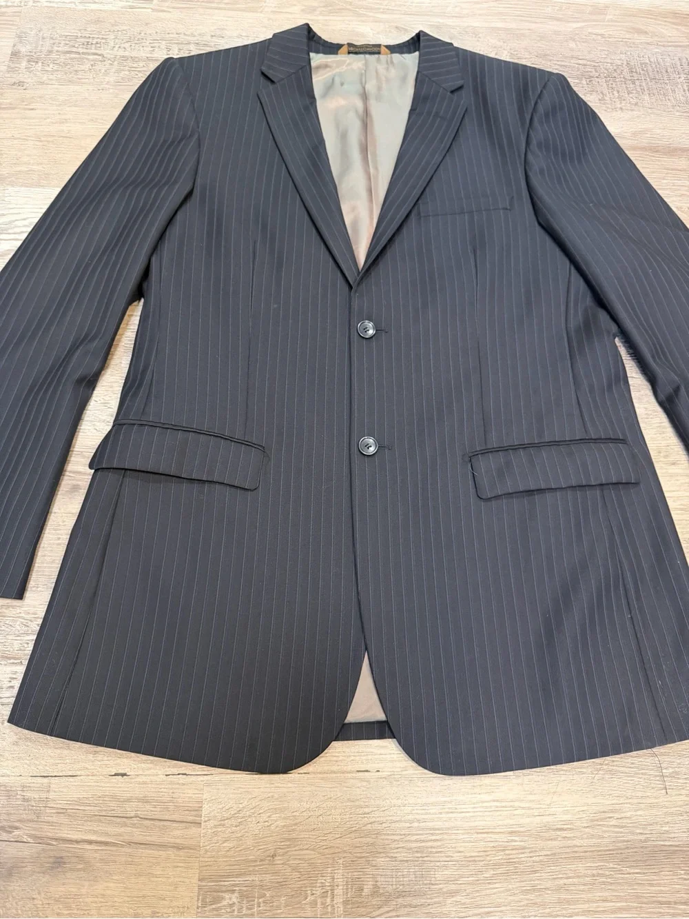 Prontomoda 100% Marino Wool Men’s Navy Pinstriped Sport Suit Jacket
